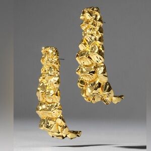 Alexis Bittar Brut Gold Croco Hoop Earrings